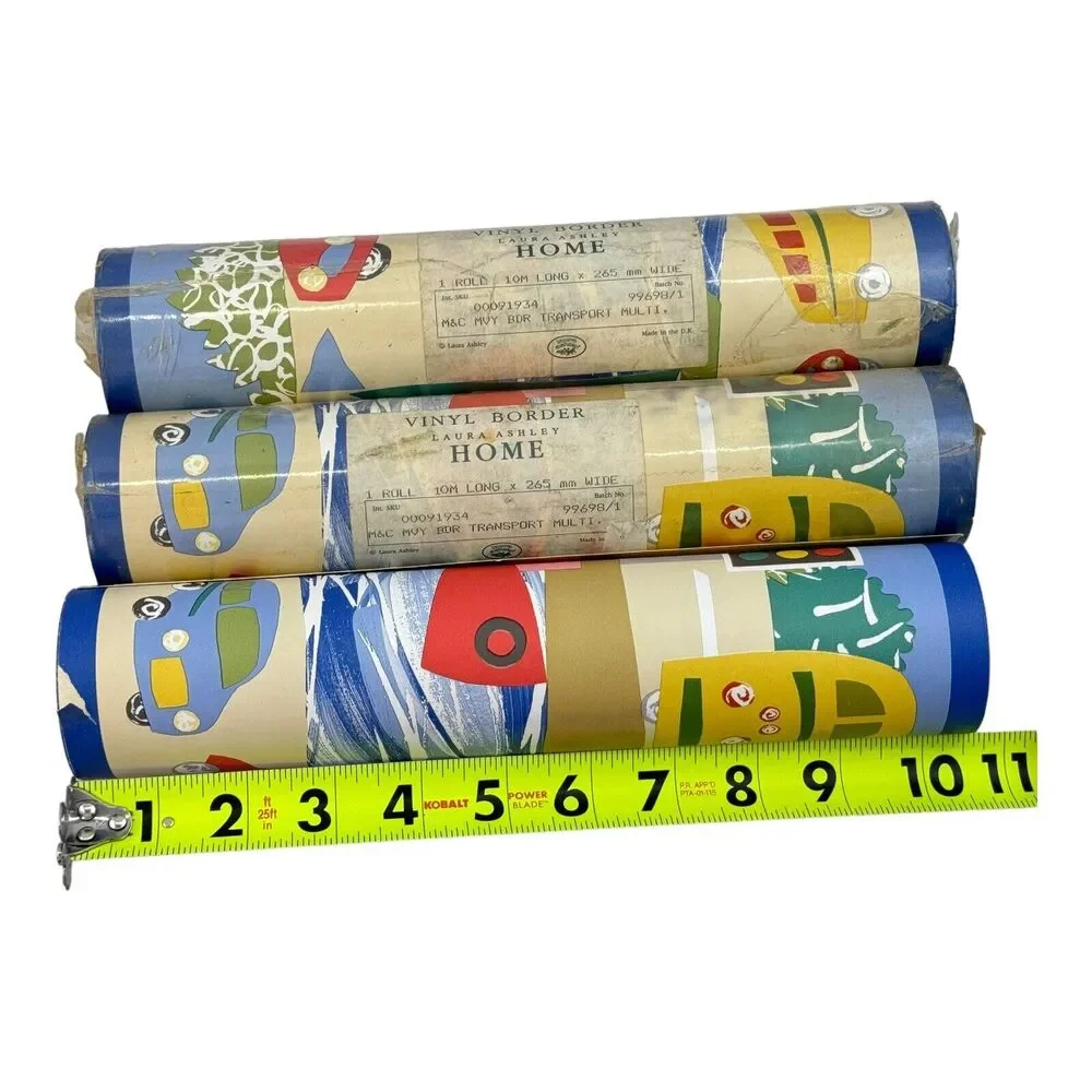 Laura Ashley Wallpaper Border 3 Rolls Children's Nursery Bus Cars Boat 32’x10”